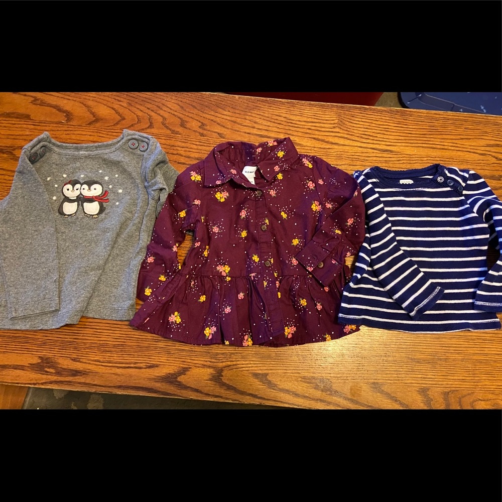 Set of 3 baby girl tops 12-18 months.